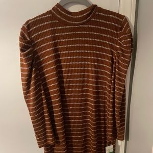 Large Fall Dress, Knee Length, 3/4 sleeves  Orange and White